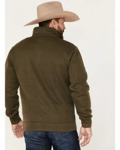Cowboy Hardware Men's 1/4 Zip Classic Herringbone Cadet Sweatshirt  Olive -Cowboy Hardware Shop 2000378814 341 P4