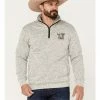 Cowboy Hardware Men's 1/4 Zip Flag Skull Fleece Cadet Sweatshirt Oatmeal -Cowboy Hardware Shop 2000378815 104 P1