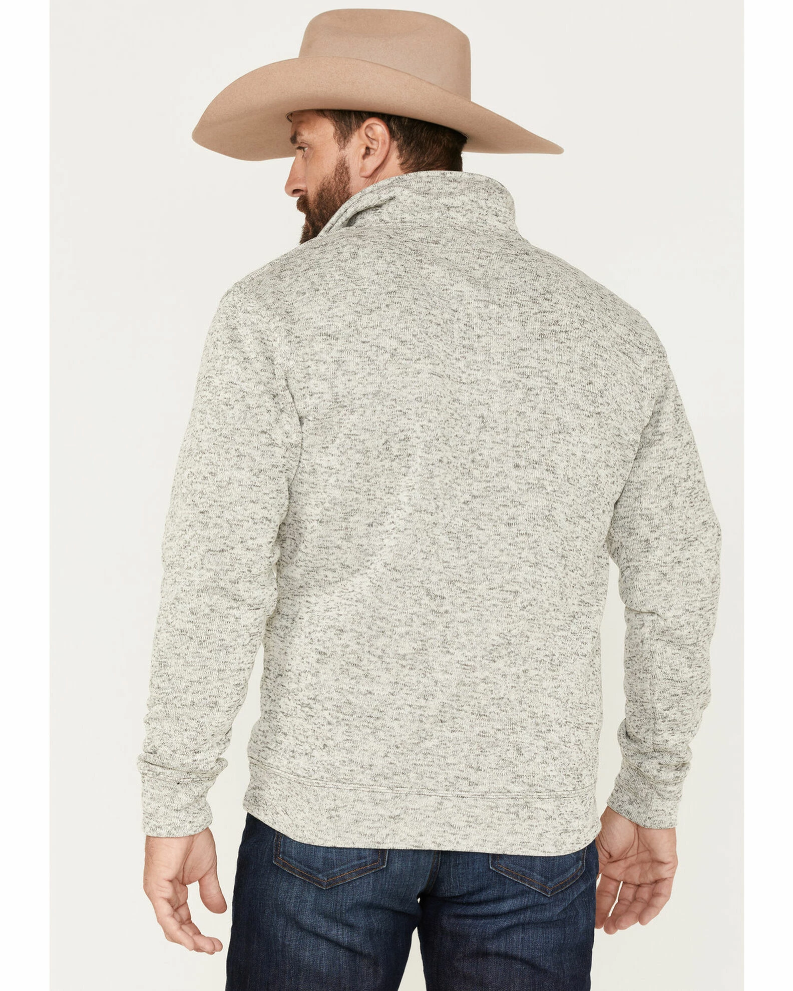 Cowboy Hardware Men's 1/4 Zip Flag Skull Fleece Cadet Sweatshirt Oatmeal 6 Cowboy Hardware Men's 1/4 Zip Flag Skull Fleece Cadet Sweatshirt Oatmeal - Image 4