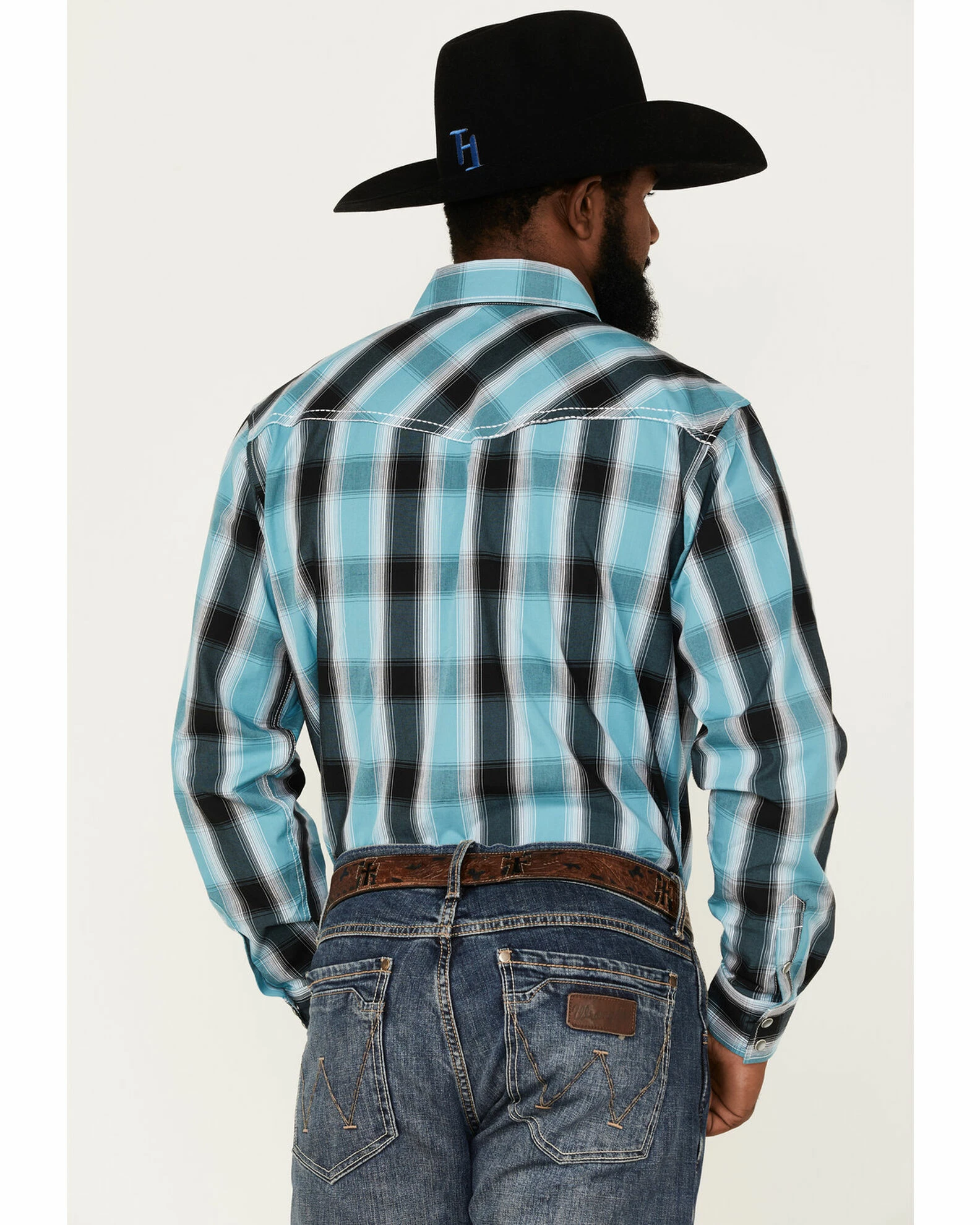 Cowboy Hardware Men's Hombre Large Plaid Long Sleeve Snap Western Shirt Steel 6 Cowboy Hardware Men's Hombre Large Plaid Long Sleeve Snap Western Shirt Steel - Image 4