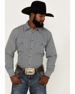 Cowboy Hardware Men's Twisted Geo Print Long Sleeve Western Snap Shirt White -Cowboy Hardware Shop 2000378819 100 P1 1