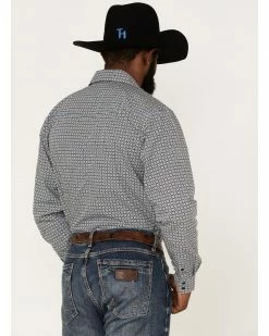 Cowboy Hardware Men's Twisted Geo Print Long Sleeve Western Snap Shirt White -Cowboy Hardware Shop 2000378819 100 P4