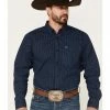 Cowboy Hardware Men's Diamond Plate Print Long Sleeve Button-Down Western Shirt Navy -Cowboy Hardware Shop 2000378820 410 P1