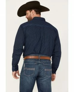 Cowboy Hardware Men's Diamond Plate Print Long Sleeve Button-Down Western Shirt Navy -Cowboy Hardware Shop 2000378820 410 P4
