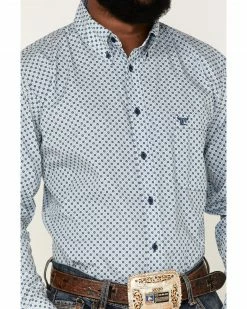 Cowboy Hardware Men's Diamond Star Print Long Sleeve Button-Down Western Shirt Blue -Cowboy Hardware Shop 2000378828 400 P3