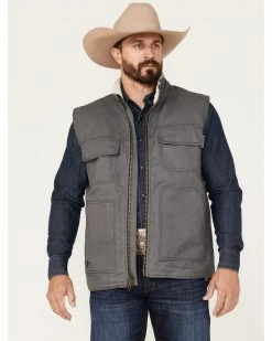 Cowboy Hardware Men's Ranch Canvas Berber Sherpa Lined Vest Charcoal -Cowboy Hardware Shop 2000378846 022 P1 1