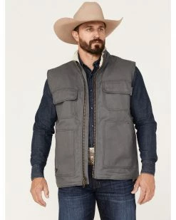 Cowboy Hardware Shop 5 Cowboy Hardware Men's Ranch Canvas Berber Sherpa Lined Vest Charcoal