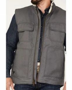 Cowboy Hardware Men's Ranch Canvas Berber Sherpa Lined Vest Charcoal -Cowboy Hardware Shop 2000378846 022 P3