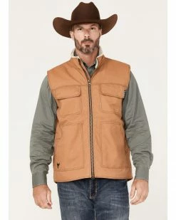 Cowboy Hardware Men's Ranch Canvas Berber Sherpa-Lined Vest Camel -Cowboy Hardware Shop 2000378847 290 P1 1