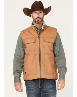 Cowboy Hardware Men's Ranch Canvas Berber Sherpa-Lined Vest Camel