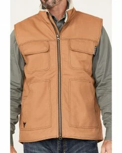 Cowboy Hardware Men's Ranch Canvas Berber Sherpa-Lined Vest Camel -Cowboy Hardware Shop 2000378847 290 P3